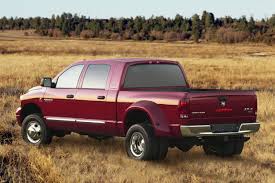 Maroon Dodge Ram in a field